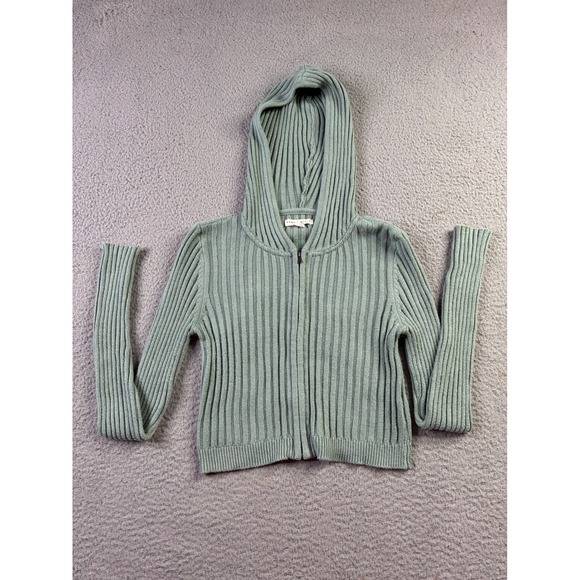 Aeropostale Sweaters - Aeropostale Ribbed Knit Babydoll Zip Up Hoodie Y2K Bella Swan Coquette Womens M